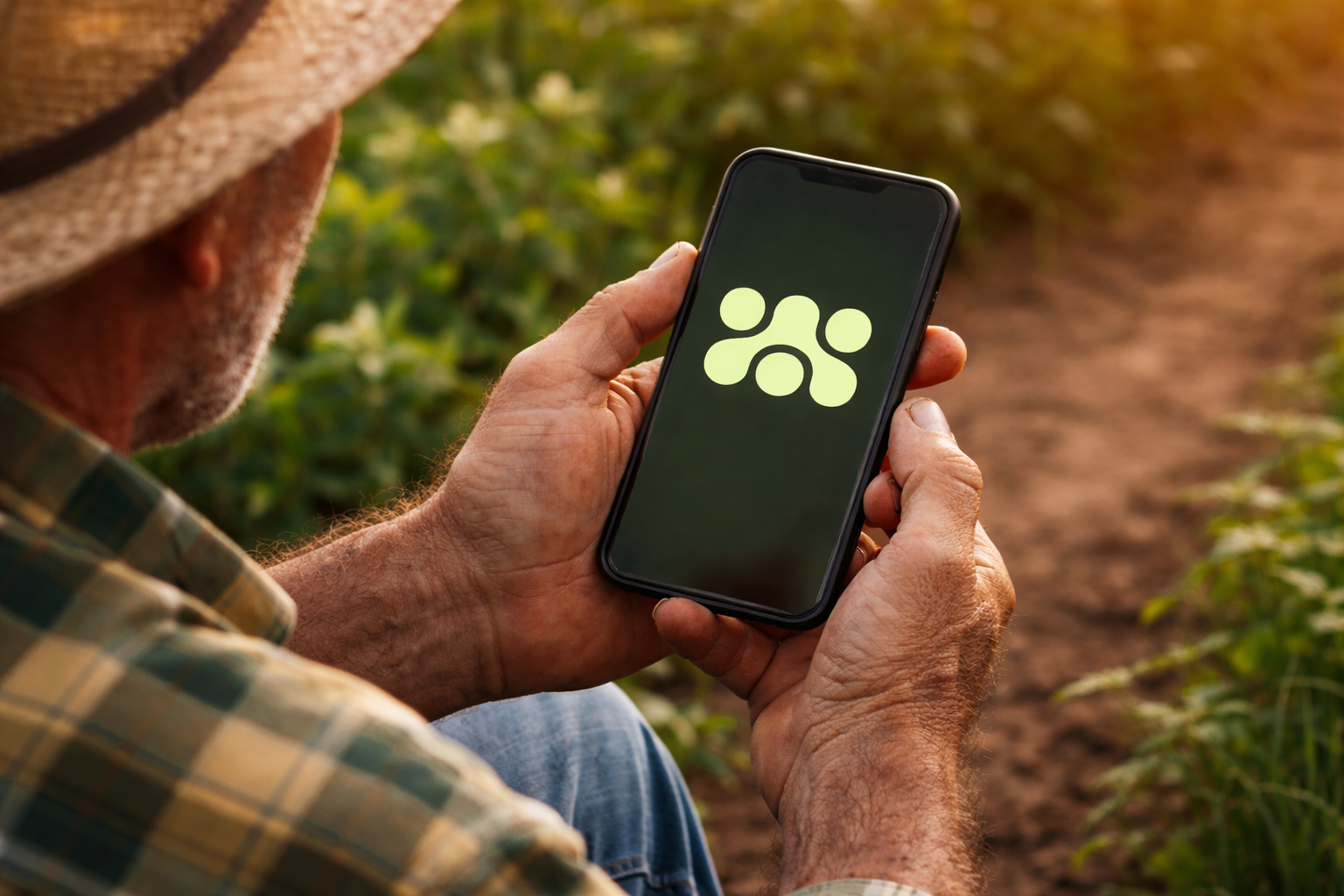 Hands holding phone with Valora app